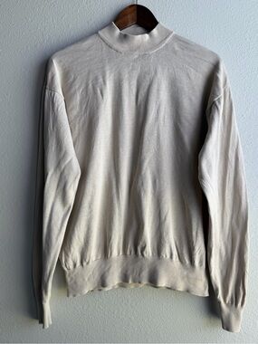Norm Thompson Vintage Cream Silk Cotton Lightweight  Knit Sweater Large G